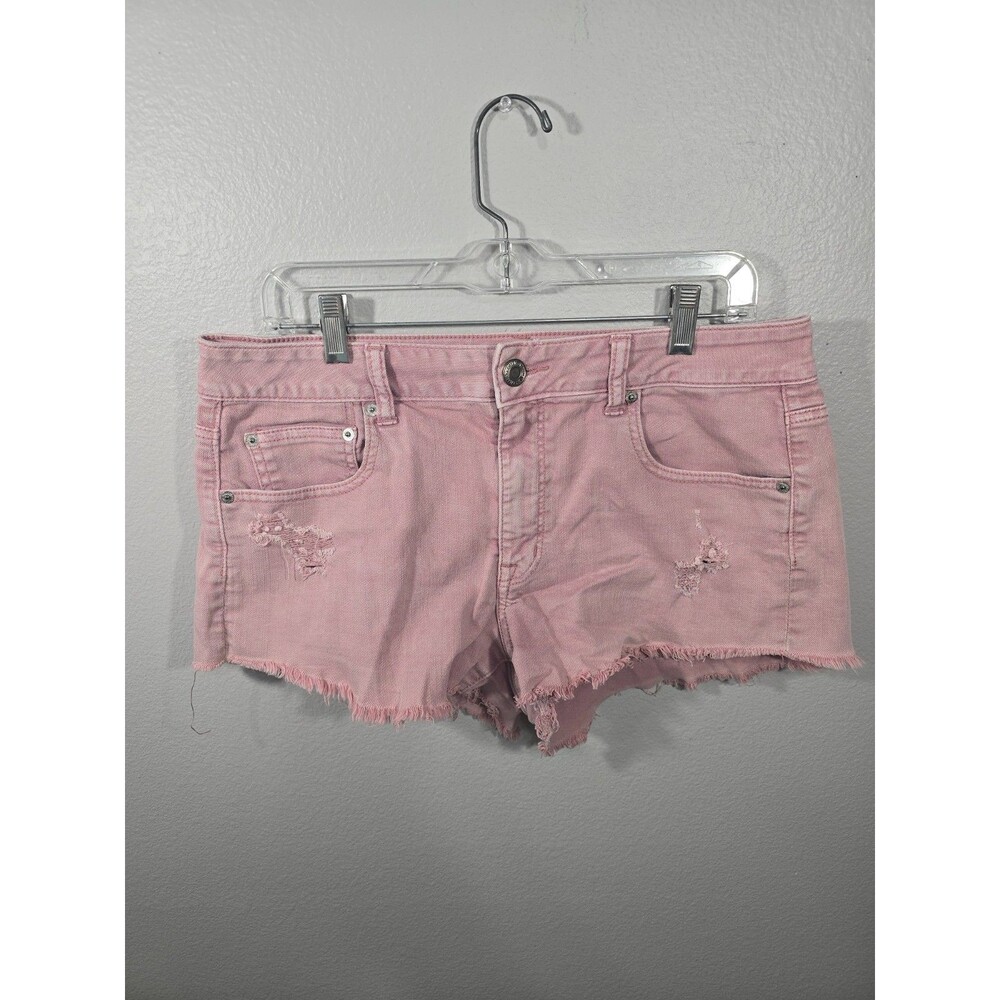 American Eagle Pink disterssed Y2K style Mini Micro Shorty Shorts Size 12 BH